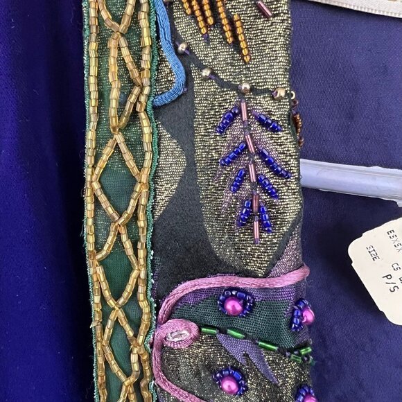 Victoria's Secret Purple Velvet Jacket vintage Beaded Sequins Size S Metallic - Picture 14 of 14